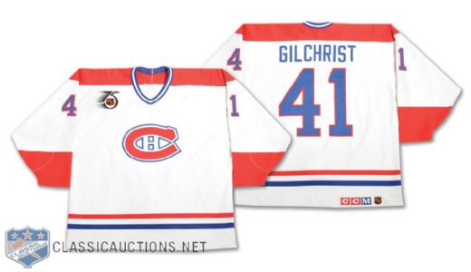 Brent Gilchrists 1991-92 Montreal Canadiens Game-Worn Jersey with 75th Patch and Team LOA