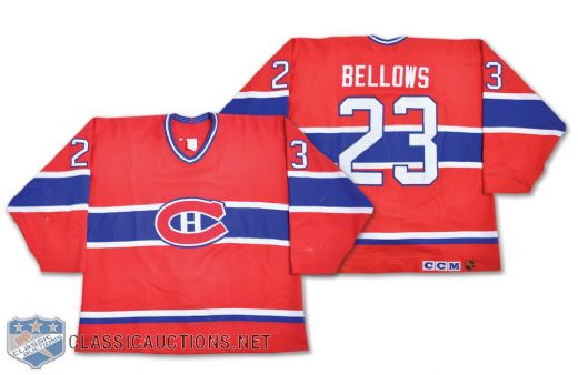 Brian Bellows 1992-93 Montreal Canadiens Game-Worn Jersey with Team LOA <br>- Team Repairs! - Photo-Matched!