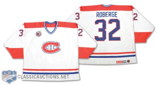 Mario Roberges 1992-93 Montreal Canadiens Game-Worn Jersey with Centennial Patch and Team LOA
