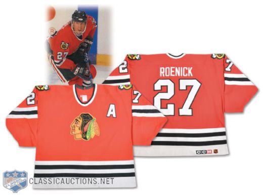 Jeremy Roenicks 1995-96 Chicago Black Hawks Game-Worn Jersey - 25+ Team Repairs! - Photo-Matched!