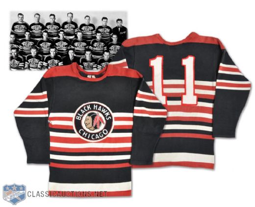 Chicago Black Hawks Late-1930s Pro-Style Wool Jersey