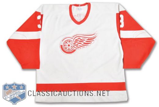 Steve Chiassons Late-1980s Detroit Red Wings Signed Game-Worn Jersey with LOA - Nice Game Wear!