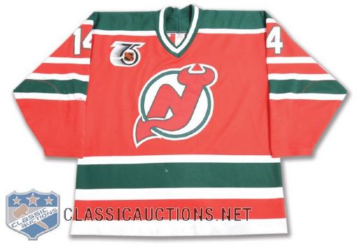 Kevin Todds 1991-92 New Jersey Devils Game-Worn Two-Patch Jersey - Team Repairs!