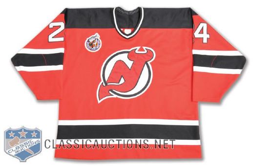 Doug Browns 1992-93 New Jersey Devils Game-Worn Jersey with Centennial Patch