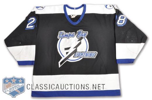 Marc Bureaus 1993-94 Tampa Bay Lightning Game-Worn Jersey - Nice Game Wear!