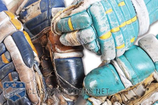 Vintage St. Louis Blues and California Seals Game-Used Gloves with LOAs