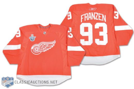 Johan Franzens 2007-08 Detroit Red Wings Stanley Cup Finals Game-Worn Jersey - Team Repairs!