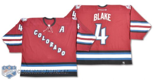 Rob Blakes 2003-04 Colorado Avalanche Game-Worn Alternate Captains Third Jersey with LOA