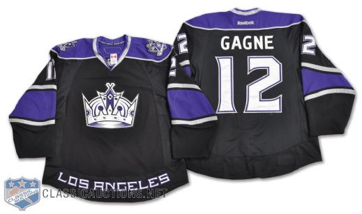 Simon Gagnes 2011-12 Los Angeles Kings Game-Worn Alternate Jersey with Team LOA