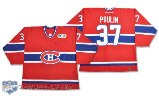 Patrick Poulins 2001-02 Montreal Canadiens "Hockey Night in Canada 50th" Signed Game-Worn Jersey with LOA
