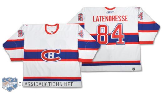 Guillaume Latendresses 2008-09 Montreal Canadiens "1945-46" Centennial Game-Worn Jersey with Team LOA