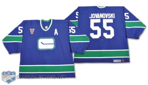 Ed Jovanovskis 2003-04 Vancouver Canucks Game-Worn Alternate Captains Vintage Jersey with LOA