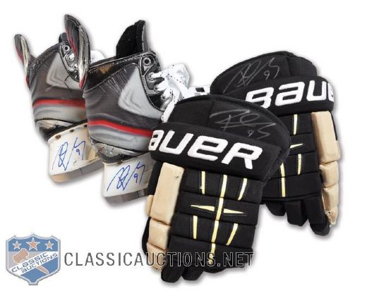 Pascal Dupuis Early-2010s Pittsburgh Penguins Signed Game-Used Skates and Gloves