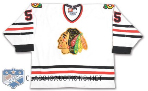 Eric Dazes 1997-98 Chicago Black Hawks Game-Worn Jersey with LOA - Team Repairs!