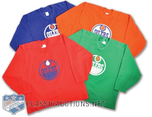 Early-1990s Edmonton Oilers Practice-Worn Collection of 4 with LOA
