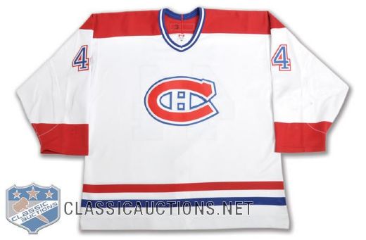 Sheldon Sourays 2003-04 Montreal Canadiens Game-Worn Jersey with LOA - Team Repairs!
