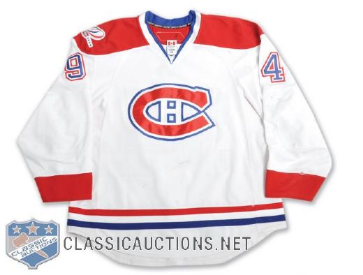 Tom Pyatts 2009-10 Montreal Canadiens Game-Worn Jersey with Centennial Patch - Photo-Matched! - Team LOA!