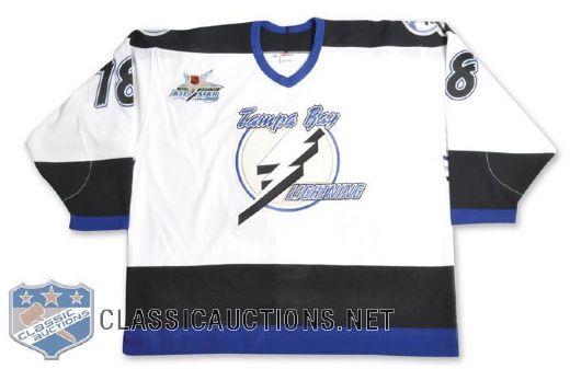 Daymond Langkows 1998-99 Tampa Bay Lightning Game-Issued Jersey with All-Star Game Patch