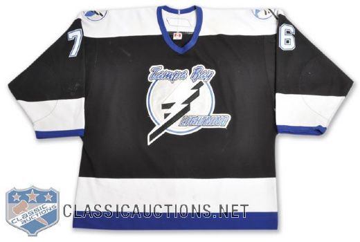 Evgeny Artyukhins 2005-06 Tampa Bay Lightning Game-Worn Jersey with LOA