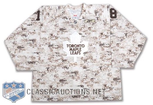 Wayne Primeaus 2010 Toronto Maple Leafs "Troops Night" Signed Camouflaged Warm-Up Jersey with <br> Team COA