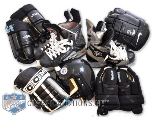 San Jose Sharks / Worcester Sharks Game-Worn Equipment Collection of 7