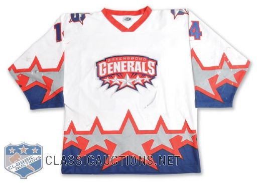 David Whitworth Early-2000s ECHL Greensboro Generals Game-Worn Jersey