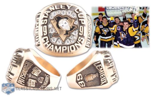 Pittsburgh Penguins 1990-91 Stanley Cup Championship 10K Gold Mario Lemieux Salesmans Sample Ring