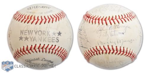 1973 New York Yankees Ball Autographed by 22