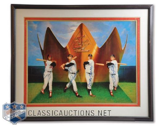 Baseball Triple Crown Club Signed Frame, Including Williams, Mantle, Robinson and Yastrzemski  <br>with PSA/DNA LOA