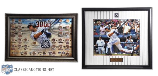 Derek Jeter 3000 Hits Signed Framed Photo and "Road to 3000 Hits" Montage with Game-Used Dirt