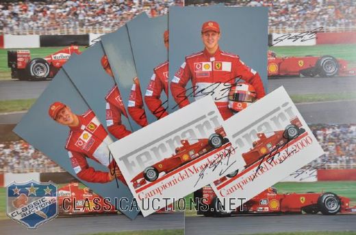 Michael Schumacher Signed Ferrari Photo and Postcard Collection of 20