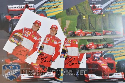 Schumacher, Barrichello and Felipe Massa Signed Ferrari Photo and Postcard Collection of 12