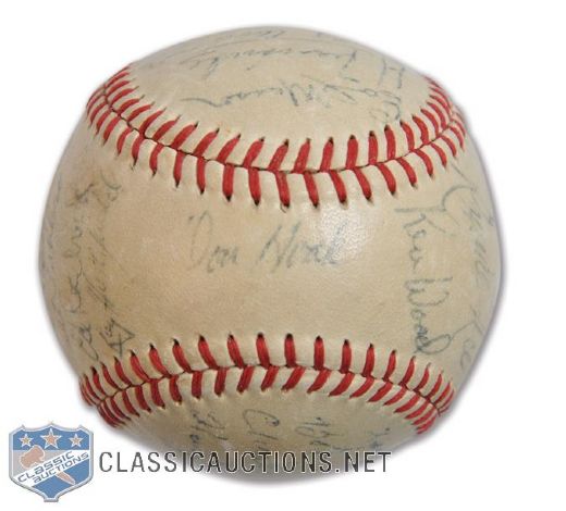 1953 Montreal Royals Team-Signed Baseball by 24 with HOFers Alston, Williams and Lasorda