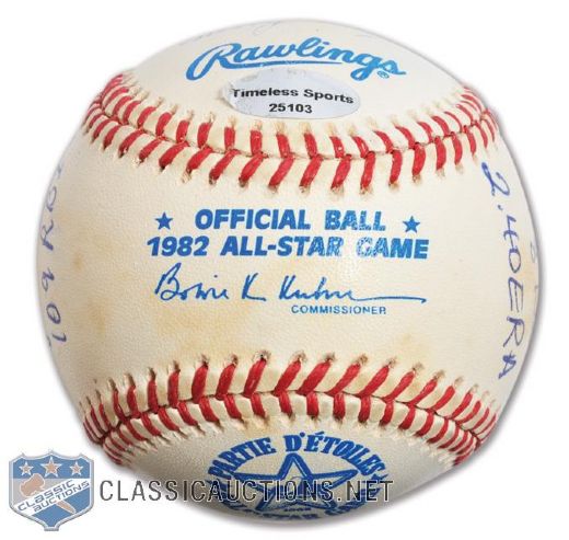 Montreal Expos Carter, Raines, Dawson, Rogers and Oliver Signed 1982 MLB All-Star Game Baseball