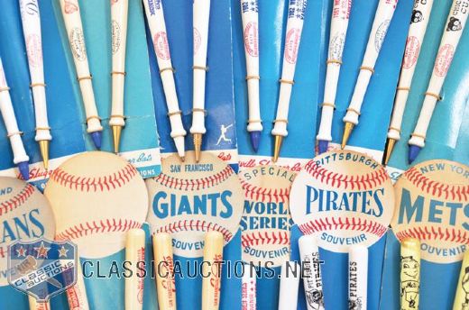 Louisville Slugger Bats 1960s MLB Team Pen Sets on Display Cards (14)