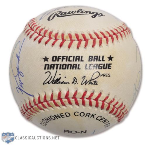 Baseball Multi-Signed by 14 Hall of Famers with Wynn, Roberts, Gibson, Mathews and Others with LOA