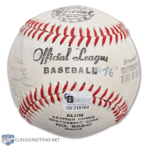 1976 Baseball Hall of Fame Induction Baseball Signed by 10 with Cronin, Dickey and Wynn with LOA