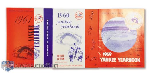 New York Yankees 1959-61 Yearbooks (4) and 1962 World Series Program