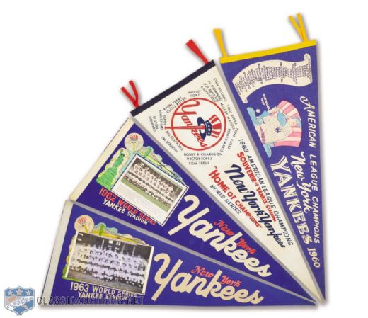 New York Yankees 1960-63 World Series and AL Champions Pennant Collection of 4