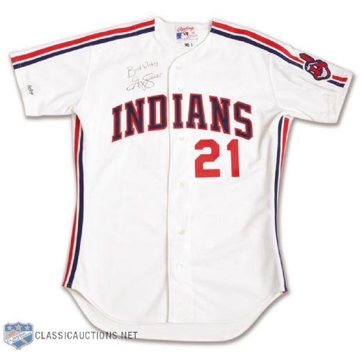 Greg Swindells 1990 Signed Cleveland Indians Game-Worn Jersey