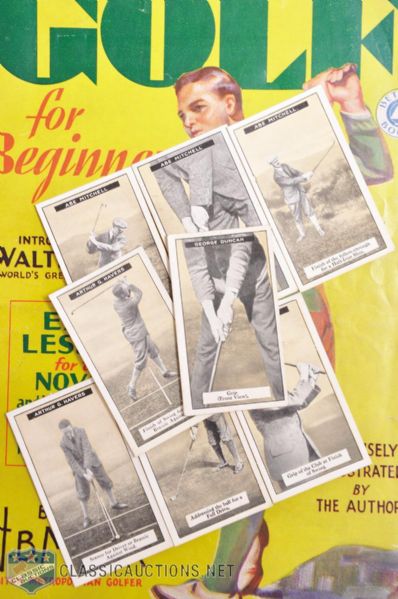 1925 Imperial Tobacco "How To Play Golf" Card Lot of 8 with 1930 Golf Pulp Magazine