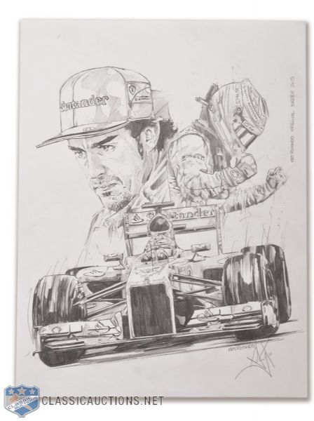 Art Rotondos Fernando Alonso Original Pencil Sketch (1 of 1)