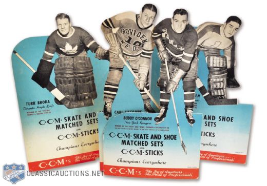 Scarce CCM 1948 Advertising Stand-Up Display Collection of 4 with Broda and OConnor