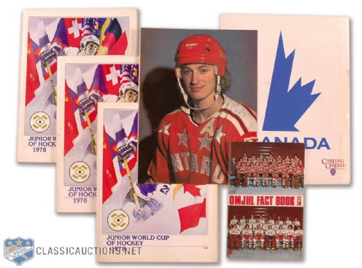 Wayne Gretzky 1978 Junior World Championships Collection of 7 - Featuring Vintage Signed Photo!