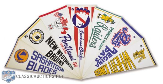 Vintage 1980s AHL, WHL and OHL Hockey Pennant Collection of 50
