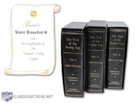 Emile "Butch" Bouchards "The Trail to the Stanley Cup" Leather-Bound Three-Volume Book Set