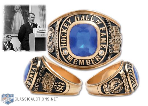 Emile "Butch" Bouchards Hockey Hall of Fame 10K Gold and Diamond Induction Ring