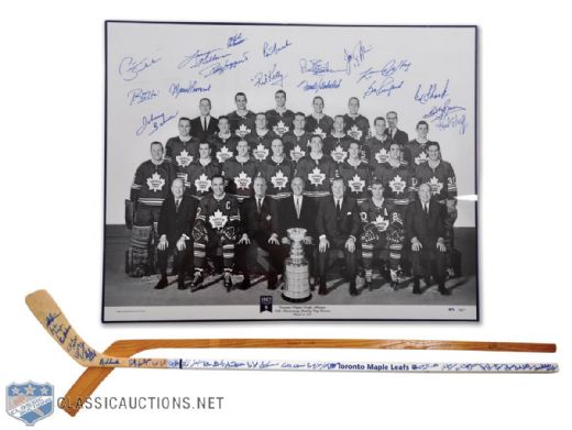 1967 Toronto Maple Leafs Signed Stick, Signed Picture (16" x 20") and Alumni-Signed Stick
