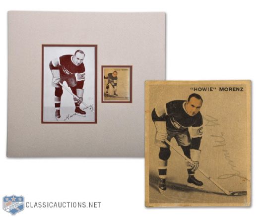 Howie Morenz Signed 1933-34 Ice Kings Card Matted Display (12" x 13")