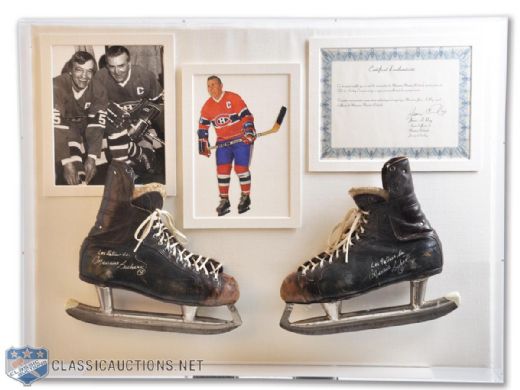 Maurice Richards 1960s Signed Game-Used Oldtimers CCM Skates